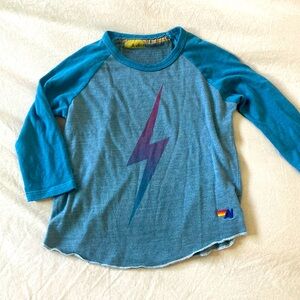 Aviator Nation kids size 6 raglan style lightening bolt 3/4 sleeve